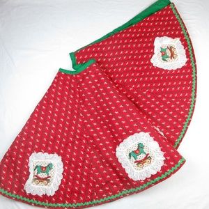 Vintage Tree Skirt, Handmade Quilt Rocking Horse